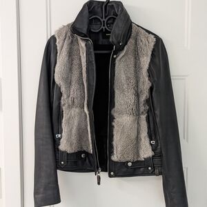 Rudsak Leather Jacket with Rabbit Fur –‎ Size Large